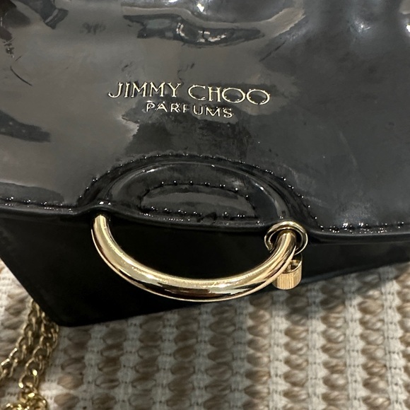Jimmy Choo Glossy Black Crossbody Bag with Gold Chain - Picture 7 of 8